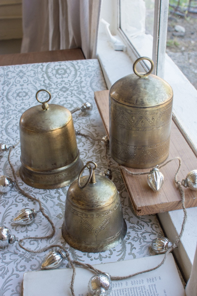 Antique Brass Finish Bells - Set of 3