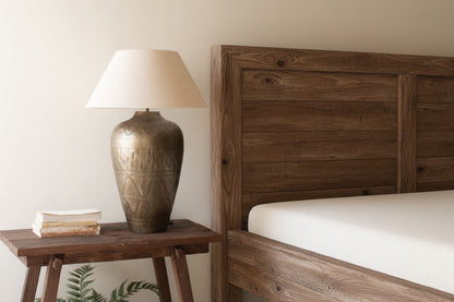 Antique Brass Lamp with Hammered Detail