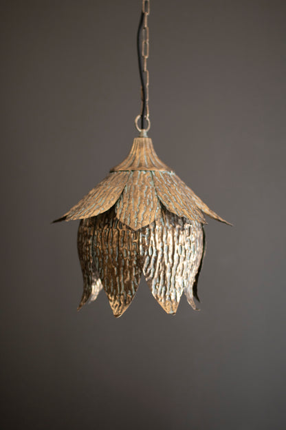 Antique Brass Tulip Pendant Light