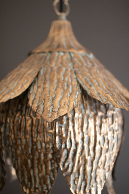 Antique Brass Tulip Pendant Light