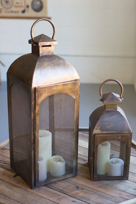 Antique Bronze Lanterns - Set of Two