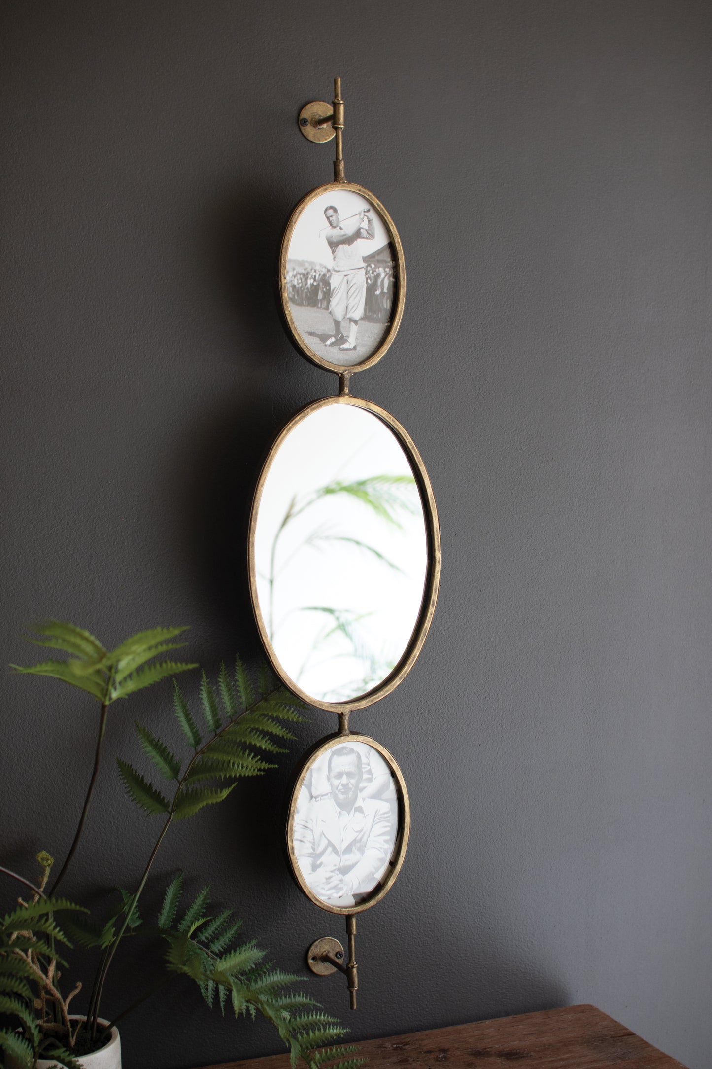 Antique Gold Rotating Wall Mirror and Photo Frames