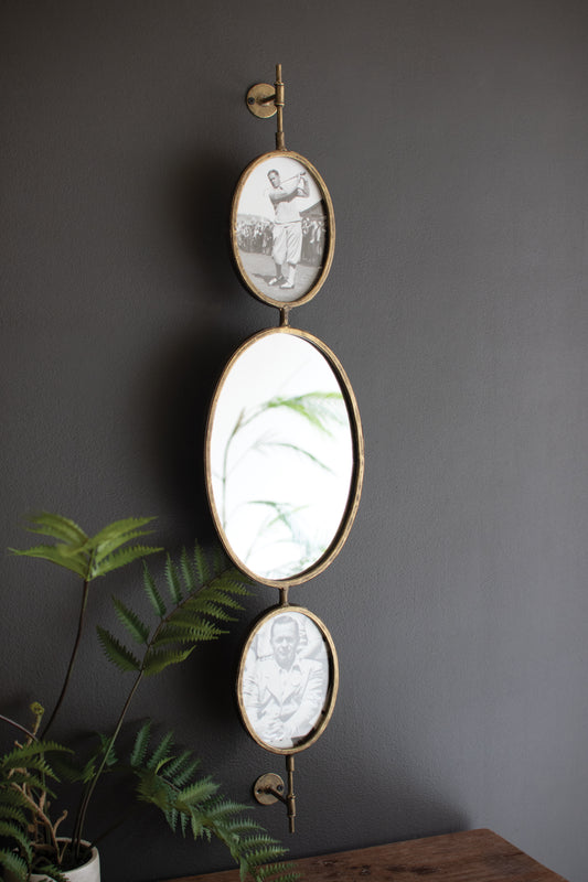 Antique Gold Rotating Wall Mirror and Photo Frames