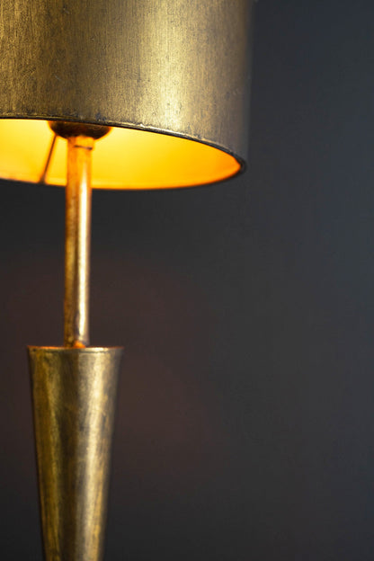 Antique Gold Table Lamp With Metal Barrel Shade