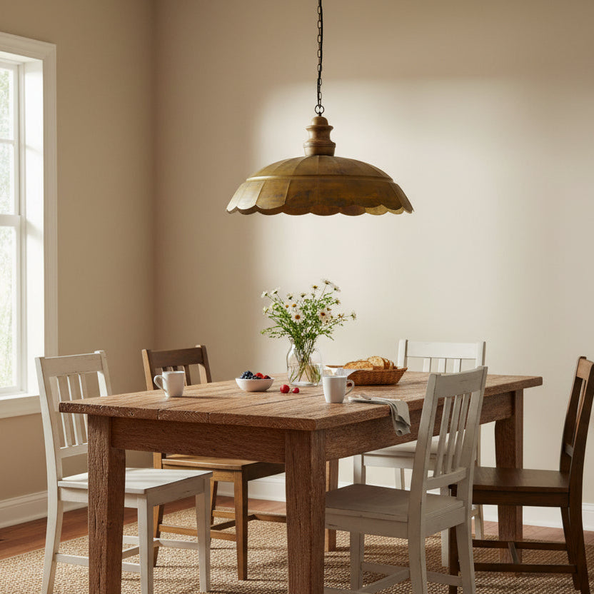 Decorative pendant light with scalloped edge - modern rustic lighting