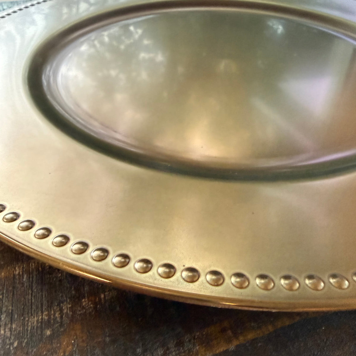 Bronze Table Charger upclose view