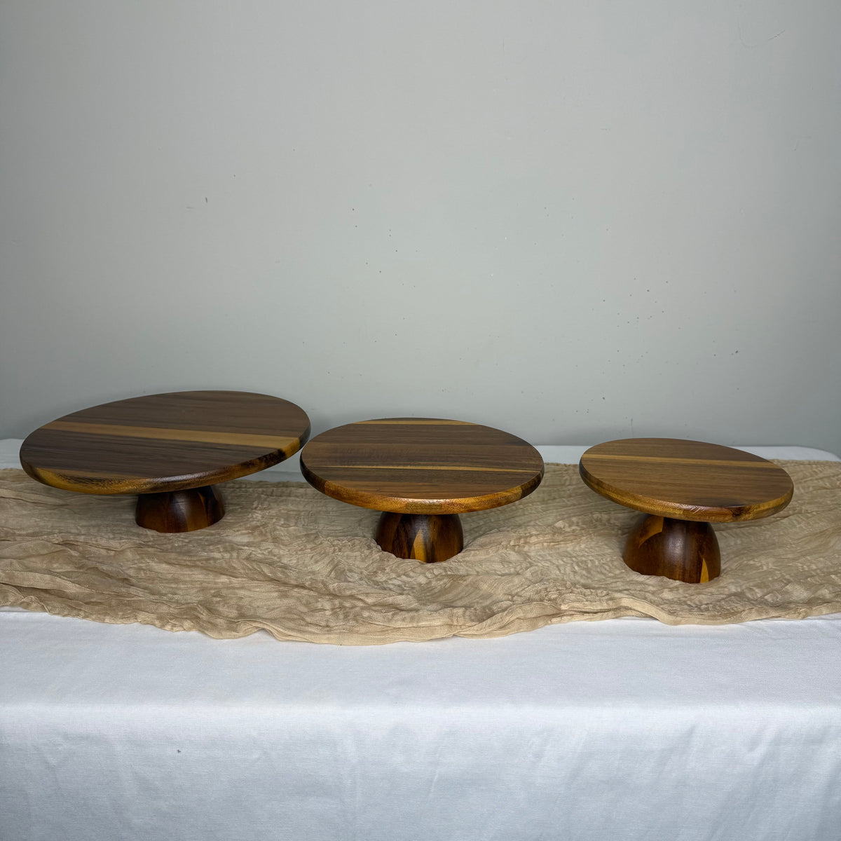 Acacia Wood Cake Stand Set - 3 pieces
