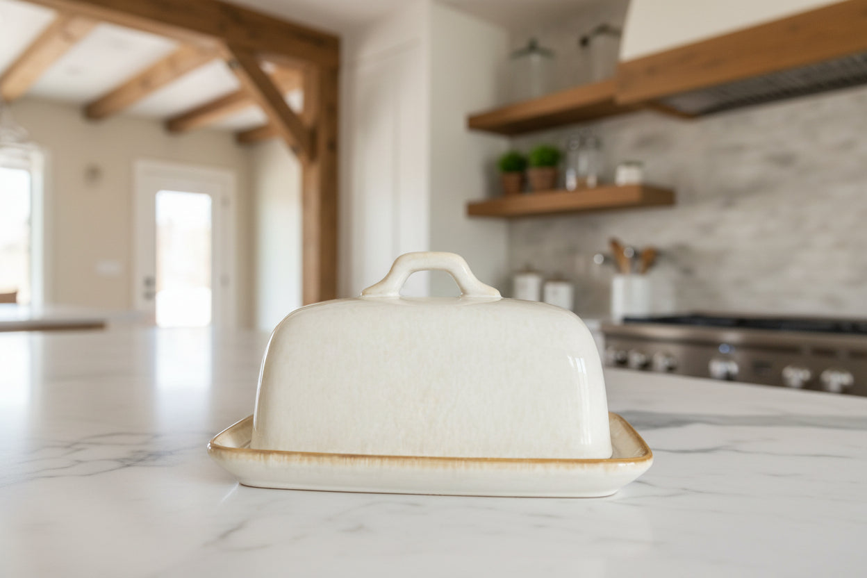 Latte Splatter Butter Dish
