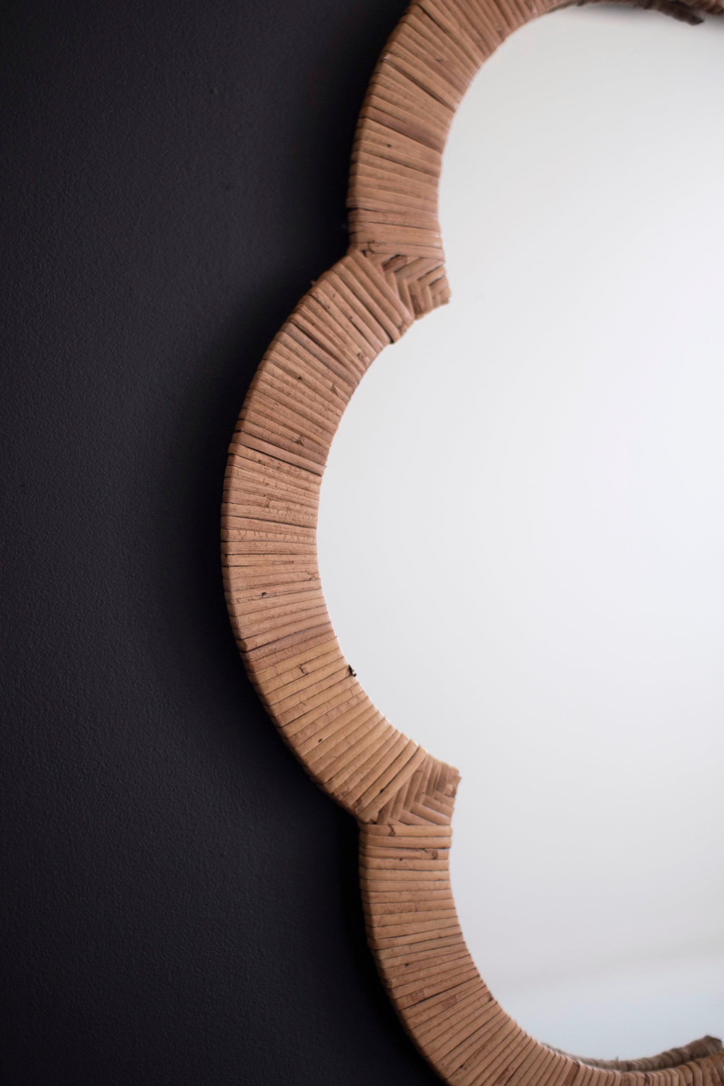 Cane Wrapped Flower Shaped Framed Mirror