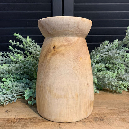 Natural Wood Vase 7"