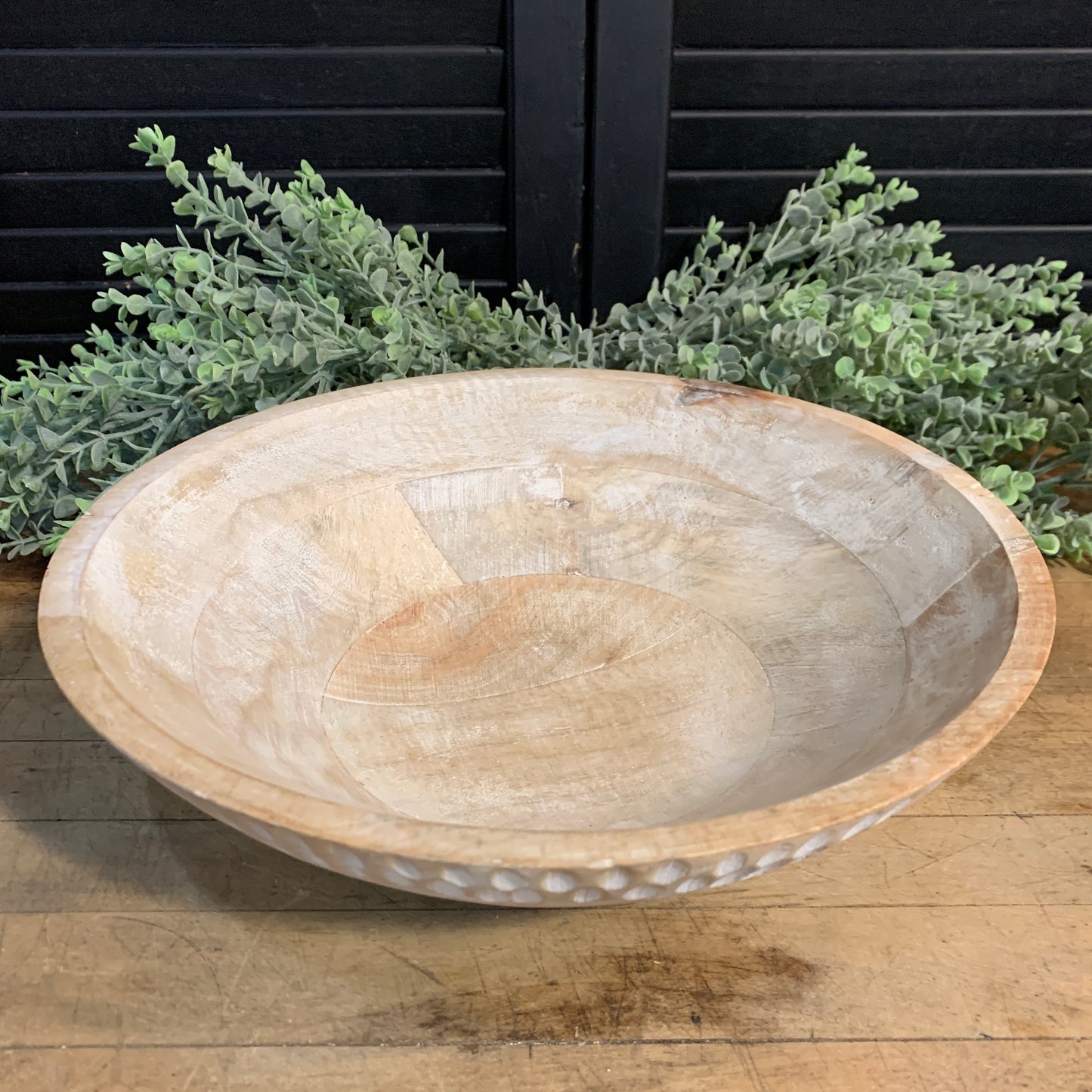 White Washed Carved Bowl