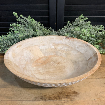 White Washed Carved Bowl