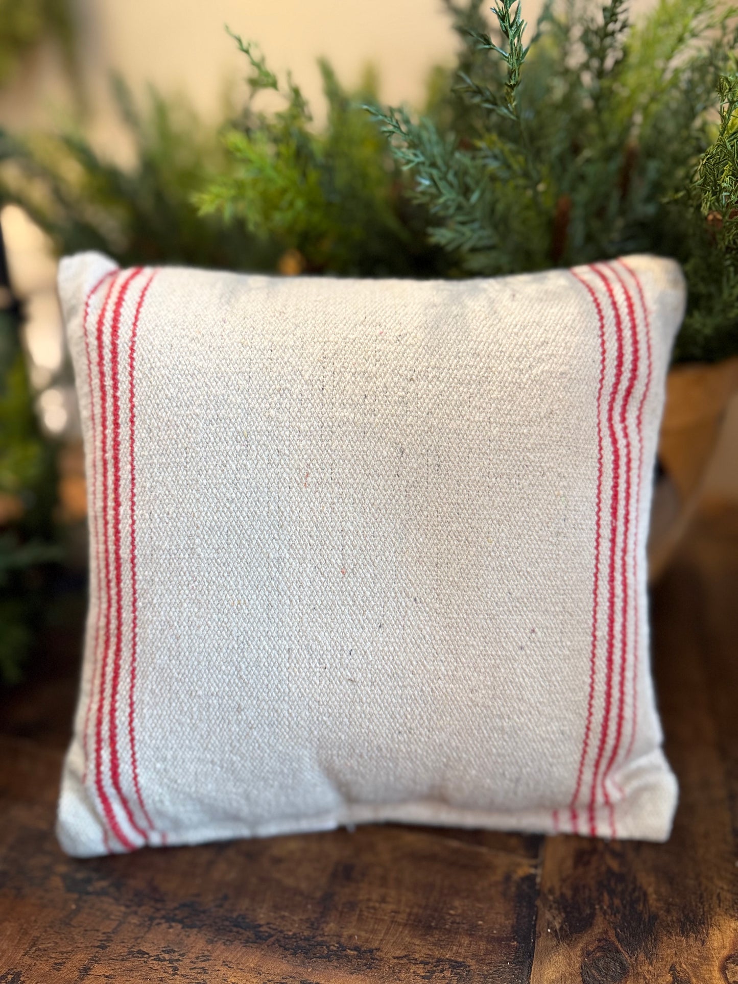 Merry Xmas Red Strp Pillow
