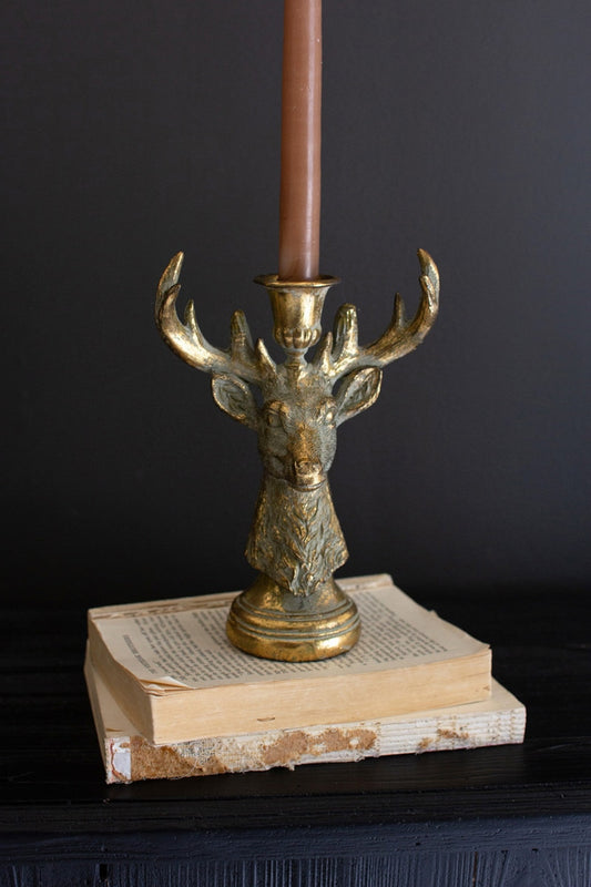 Deer Resin Taper Candle Holders