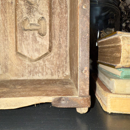 Antique Stamped Brick Mold – Rustic Wooden Box with Markings