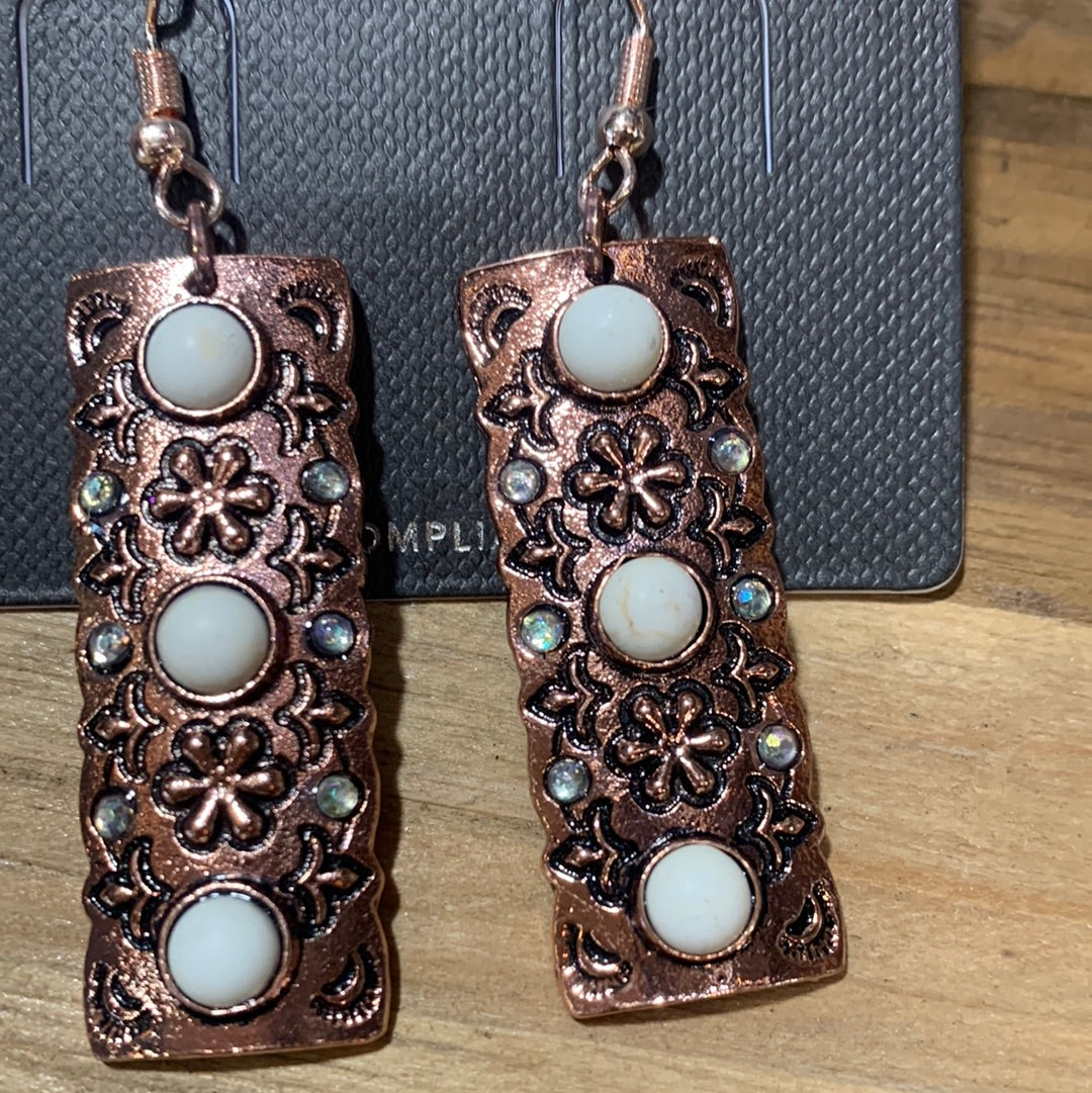 White/Copper Earrings