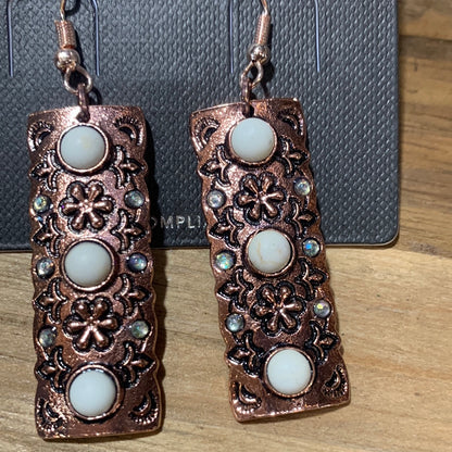 White/Copper Earrings