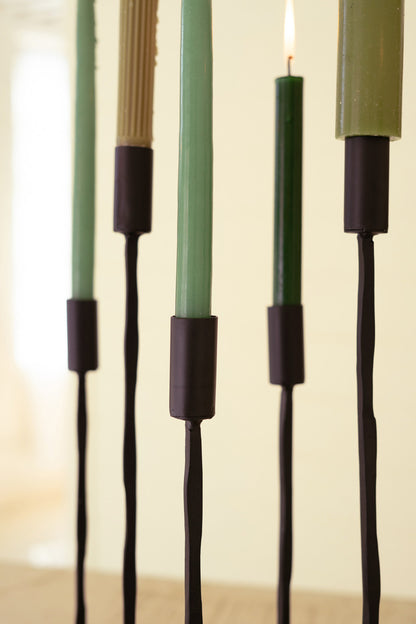 Eleven Forged Iron Taper Candelabra