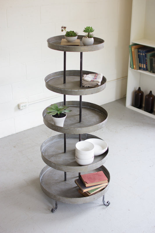 Five-Tiered Round Metal Display Tower
