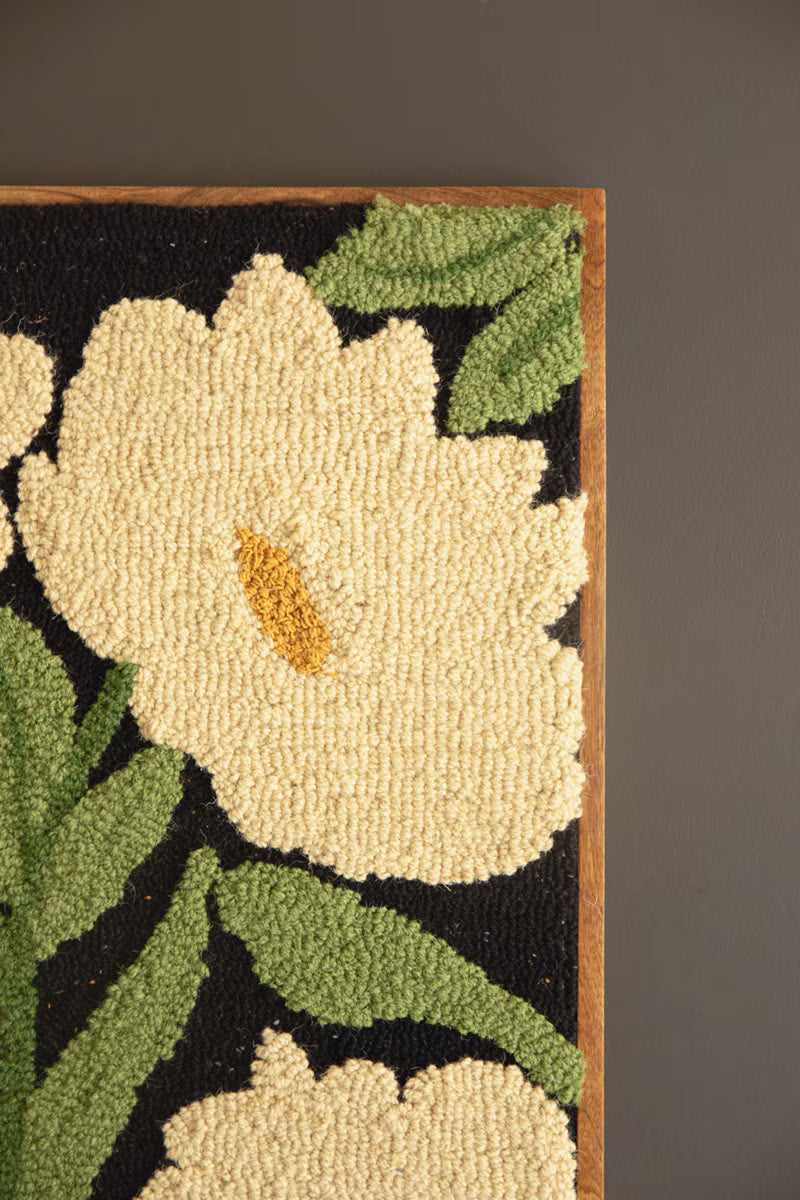 Framed Hooked Floral Art 