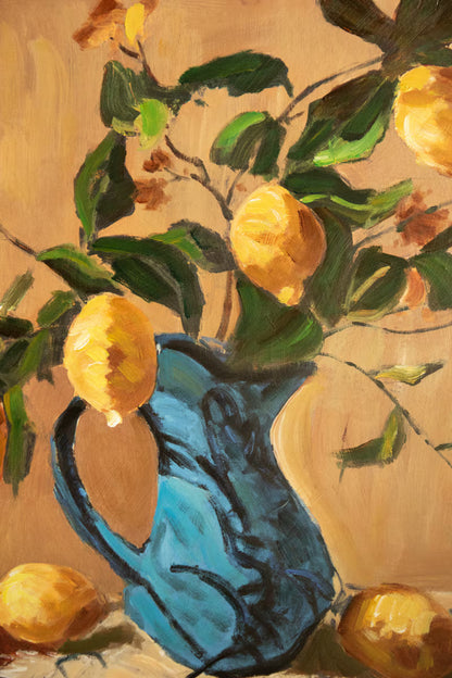 Framed Lemon Branches Painting on a beige background