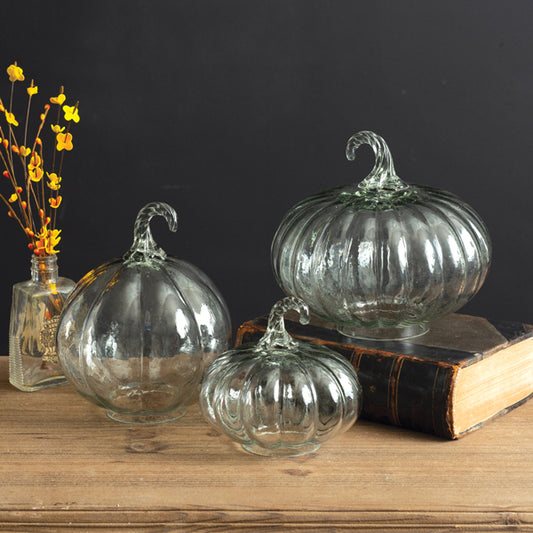 glass pumpkins fall home decor