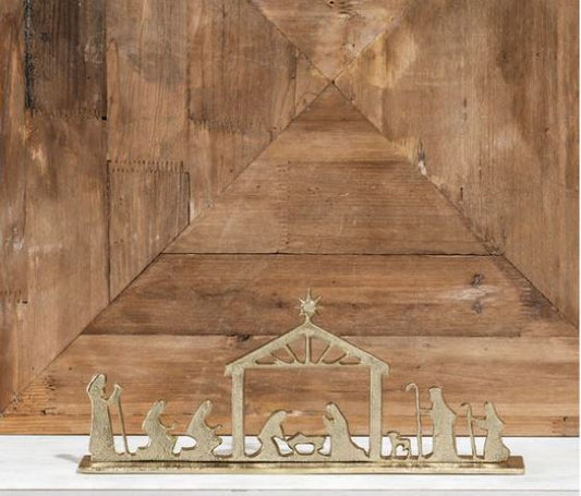 Gold Table Top Nativity 14.5”