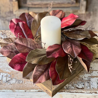 Holiday Magnolia Candle Ring - 18"