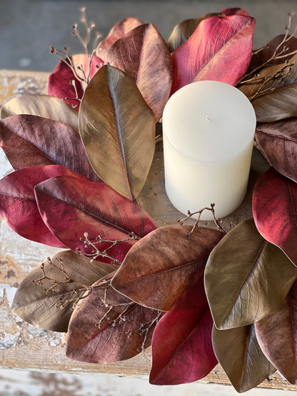 Holiday Magnolia Candle Ring - 18"