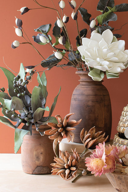 Mango Wood Urns -Set Of 2