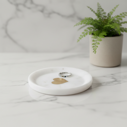 White Marble Heart Trinket Dish