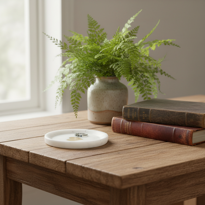 marble jewelry holder with gold 
heart