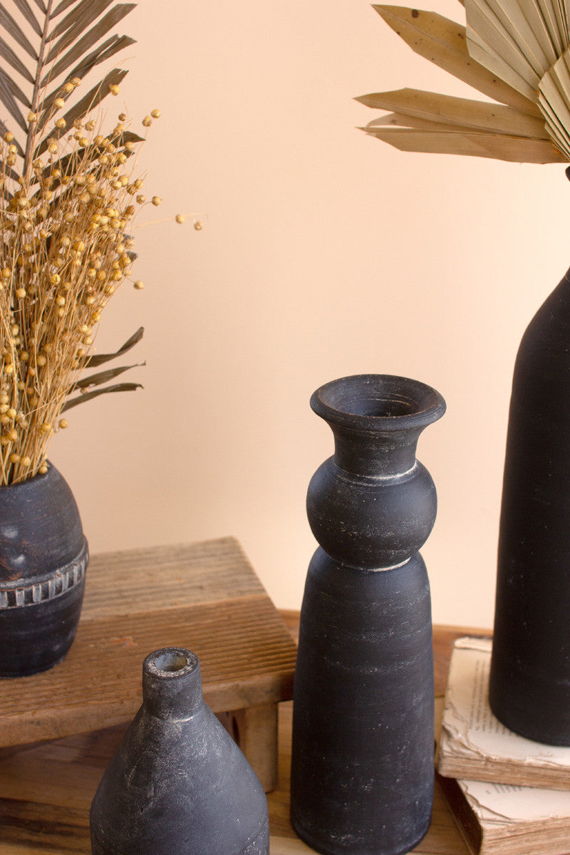 Modern Black Clay Vases - Set Of 5