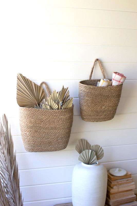 Oval Woven Seagrass Wall Baskets - Set of 2