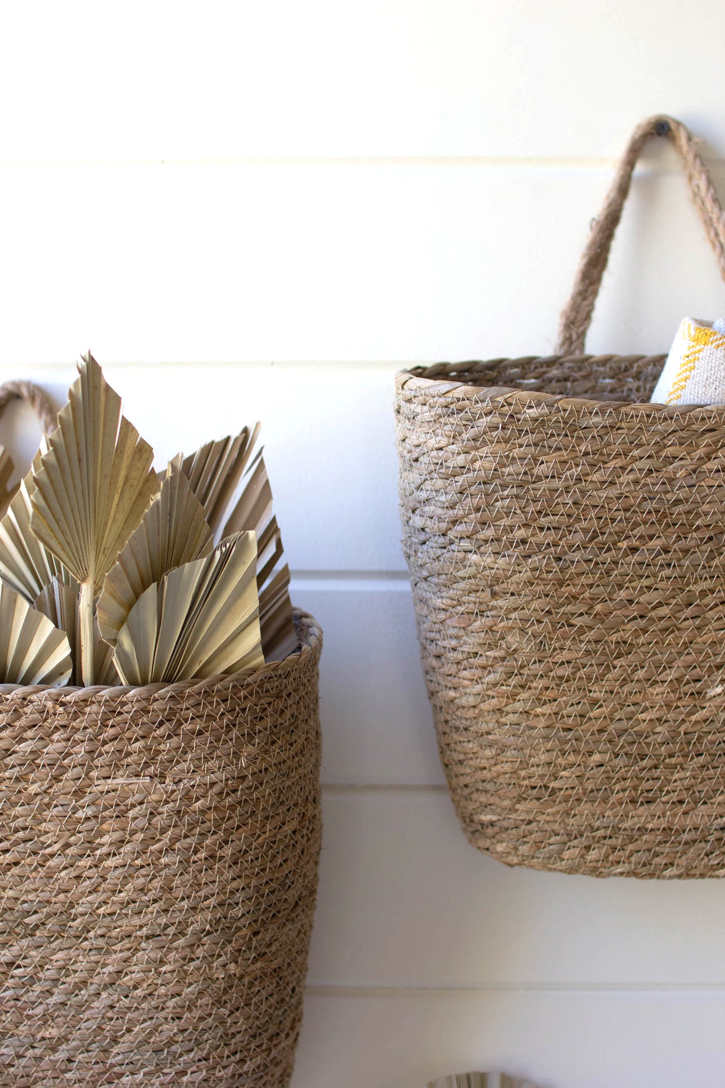 Oval Woven Seagrass Wall Baskets - Set of 2