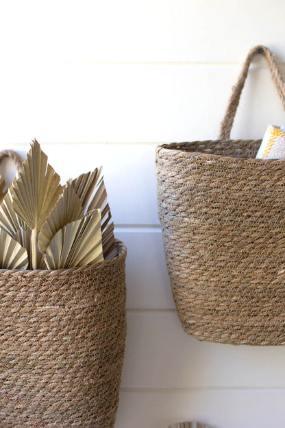 Oval Woven Seagrass Wall Baskets - Set of 2