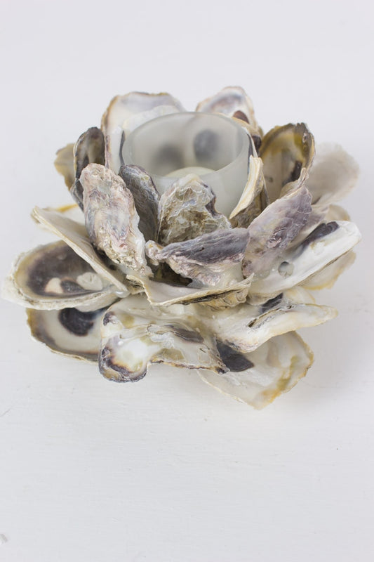 Oyster Shell Flower Votive Holders - Set of 4