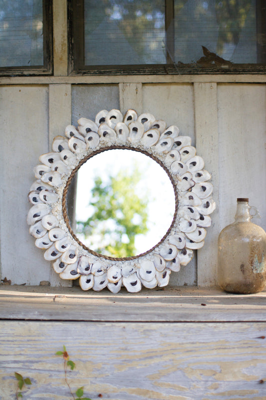 Round Oyster Shell Mirror