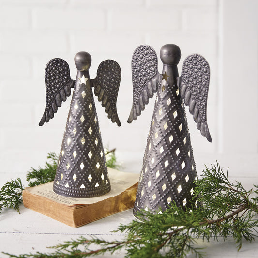 Pressed Tin Tabletop Angels - Set of 2