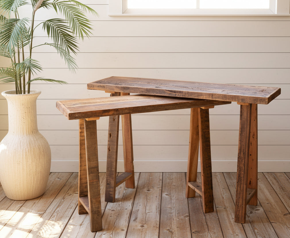 Recycled Wood Consoles - Set of 2