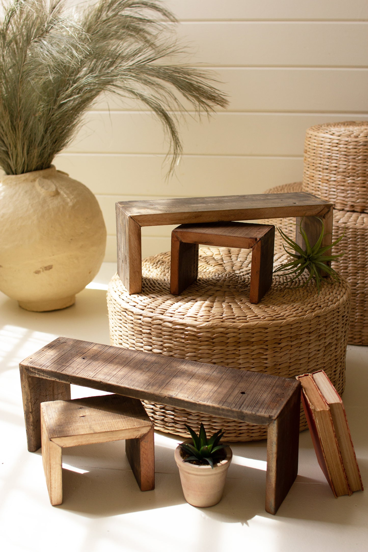 Recycled Wood Nesting Rectangle Risers - Set of 4