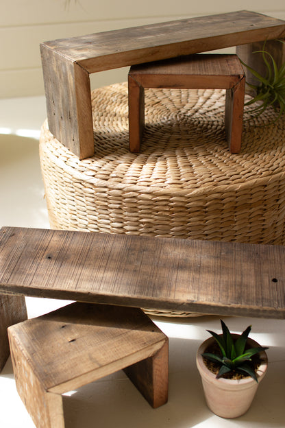 Recycled Wood Nesting Rectangle Risers - Set of 4