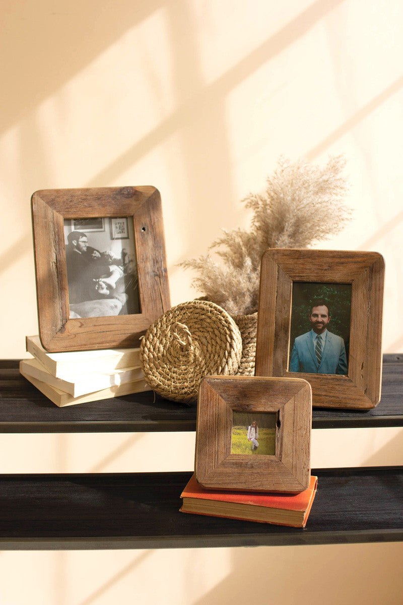 Recycled Wood Photo Frames - Set Of 3