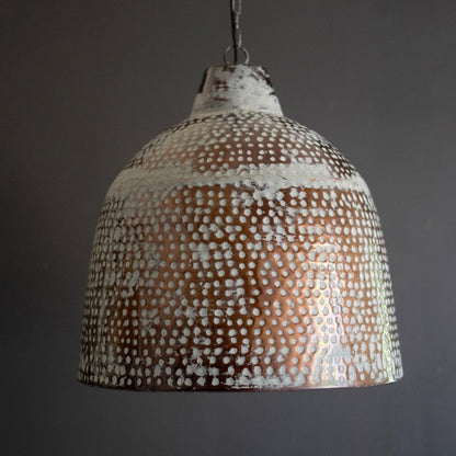 Rustic White Washed Metal Pendant Light