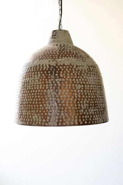 Rustic White Washed Metal Pendant Light
