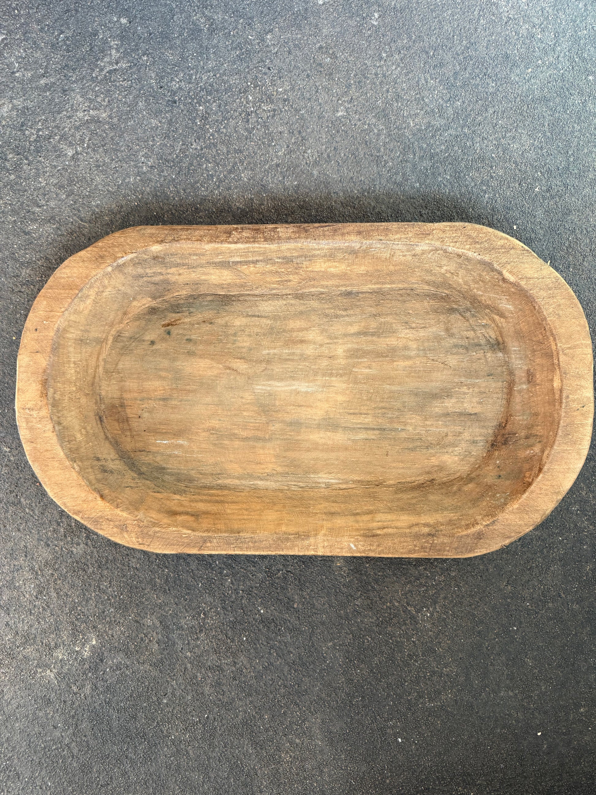 Rustic wood dough bowl- medium stained wood bowl