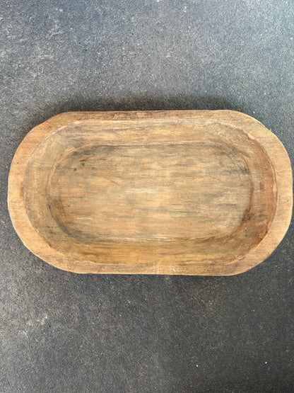 Rustic wood dough bowl- medium stained wood bowl