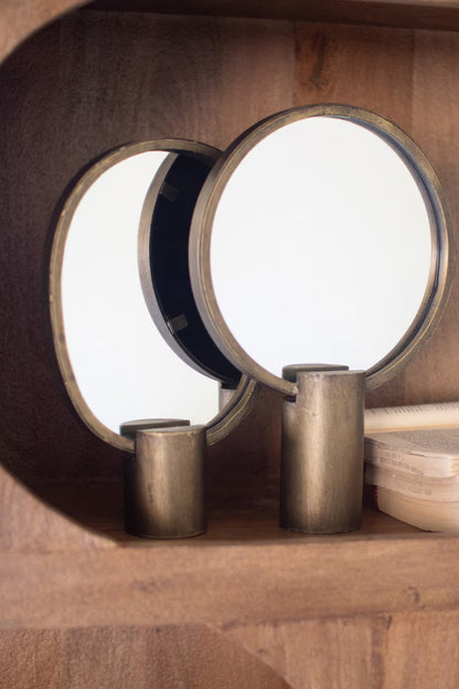 Set of 2 Antique Gold Tabletop Mirrors