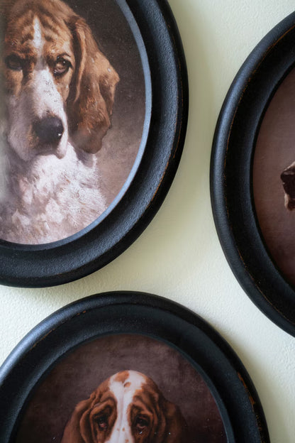 Set of 4 Vintage Oval_Framed_Dog_Prints