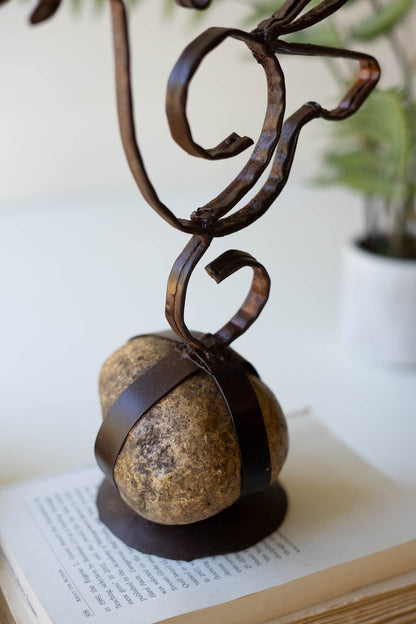 Sister Clara's Metal Peace Dove on Caged Rock Base